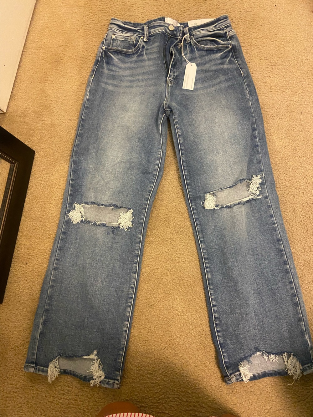 Women's Light Wash Distressed Wide-Leg Jeans